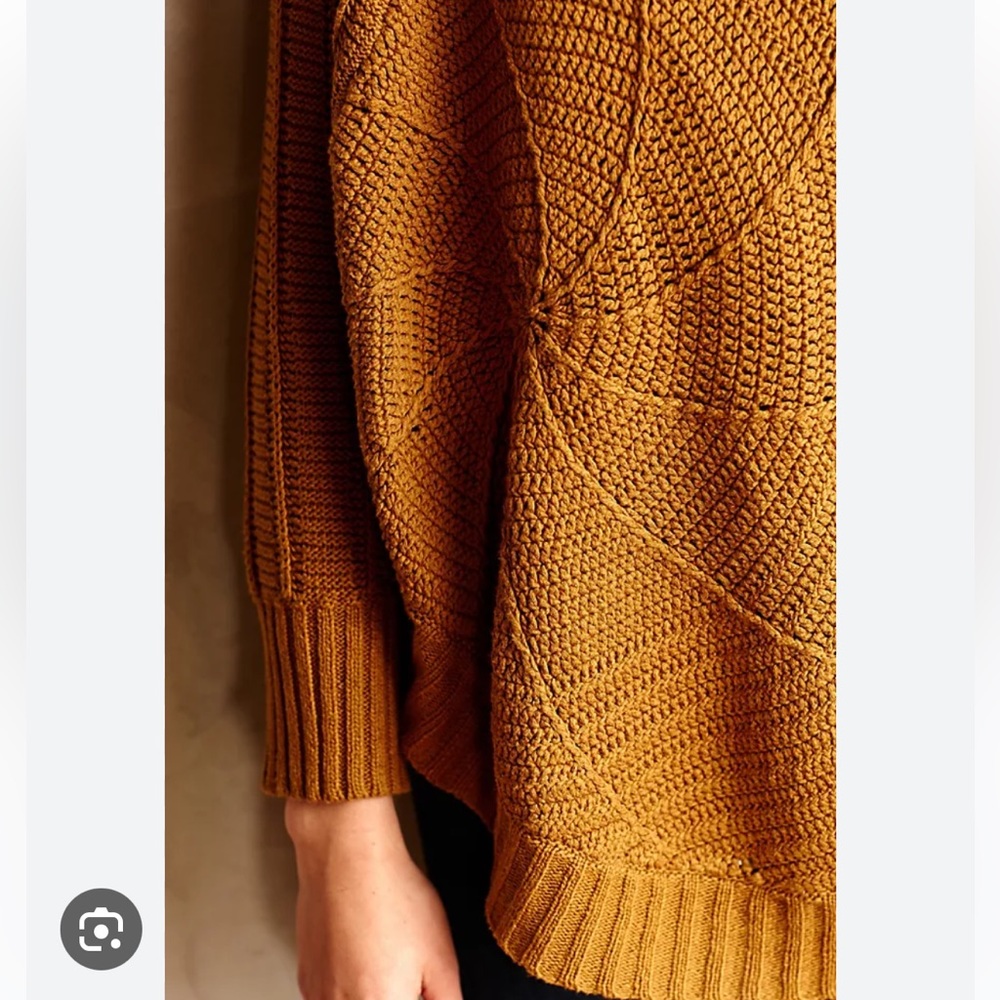 Anthropologie Angel Of The North Harvest Moon Poncho Sweater Cotton Knit Size XS - Picture 2 of 16